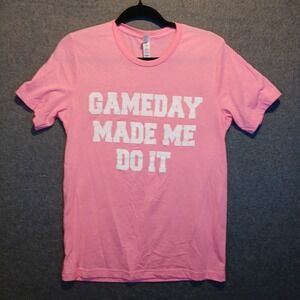 BELLA+CANVAS Men's Pink 'GAMEDAY MADE ME DO IT' Graphic T-Shirt Size S
